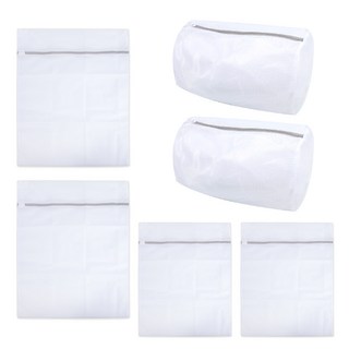 Axis 艾克思 實用防滑拉鍊筒形/方形細密網洗衣袋 6件組, 1組, 白色