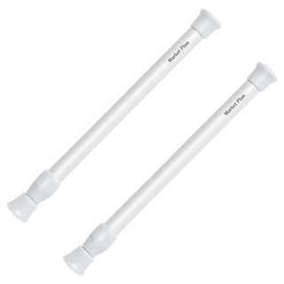 마켓플랜 베이직 무타공 다용도 초강력 스프링 압축봉 2p, 화이트