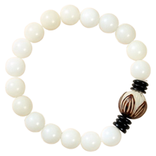 Misoroun 女士時尚佛珠 12mm, 1個, 白玉蓮花