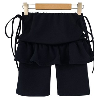 CHICBLACK Lohola綁帶抓皺荷葉邊層次四分褲裙 cppt15114k54