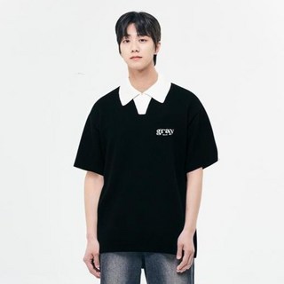 GRAYBLVD. 男性Glow開襟領針織短袖上衣