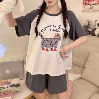 2'nd Pink 女性高級莫代爾動物樂園免穿內衣短袖短褲睡衣套裝