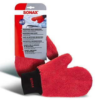 SONAX 超纖維洗車手套, 黑色/紅色, 1個裝