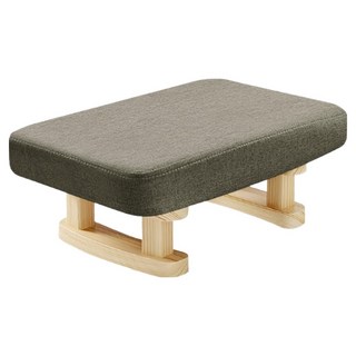 費歐家 客廳實木布藝沙發方凳 原木腿, 1個, 咖啡色