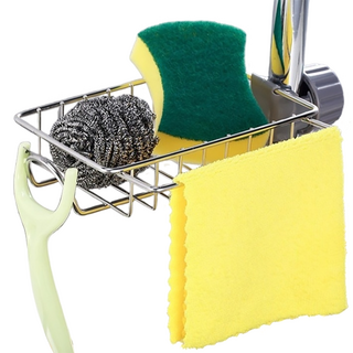 JAR嚴選 電鍍不鏽鋼水龍頭多功能置物瀝水架 升級款, 1個, 銀色