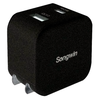 Songwin 尚之宇 超迷你折疊雙孔充電器 ACD12 25W, 黑色, 1個