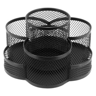 AHOYE 360度旋轉式分格筆筒/桌面文具化妝收納盒, 黑色, 1個