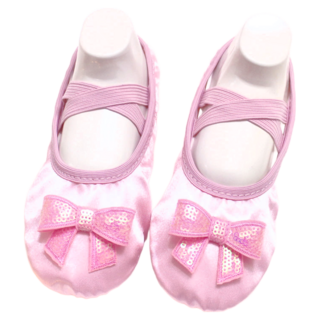 DRESSHOUSE 女童蝴蝶結緞面芭蕾舞鞋 175mm 粉色 舒適交叉鬆緊帶