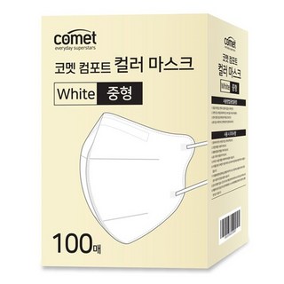 comet 舒適單色鳥嘴型口罩 M, 100片, 1盒, 白色