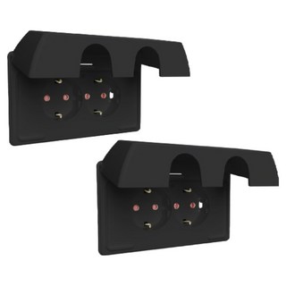 Legrand 羅格朗 Apella Simple 防水2孔嵌入式插座 橫式防滴型 黑色, 2個