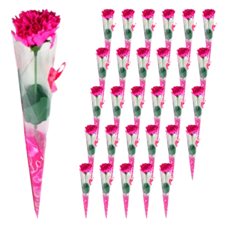 人造花 母親節康乃馨花束 帶鑽款, 桃紅色, 36支