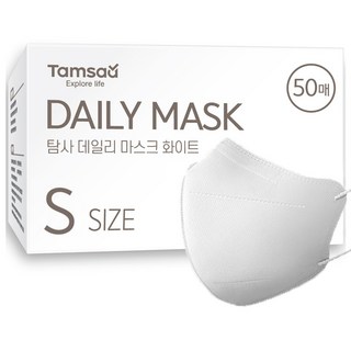 Tamsaa 日常鳥嘴型立體口罩 韓國製 S, 50片, 白色, 1盒