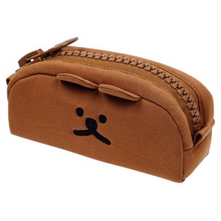 moong9 小熊造型拉鍊筆袋 可愛風 男女通用款, 棕色, 1個