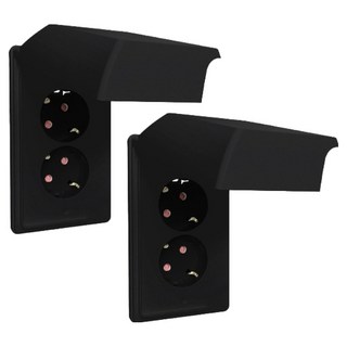 Legrand 羅格朗 Apela Simple 防水雙孔嵌入式插座 垂直型 45度防滴型 黑色, 2個