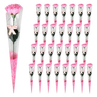 人造花 母親節康乃馨花束 帶鑽款, 粉色, 36支