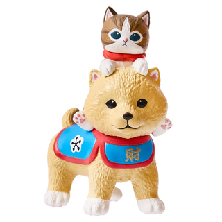 貓福珊迪 招財公仔 柴犬小貓, 可愛療癒系擺件，招財納福，送禮自用皆宜