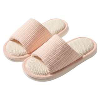 半島良品 奶油色厚底亞麻室內拖鞋 LV106, 粉色, 1雙