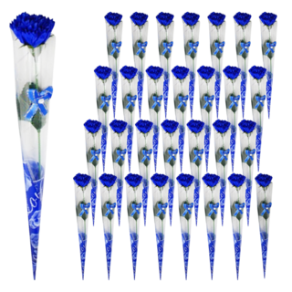 人造花 母親節康乃馨花束 帶鑽款, 藍色, 36支