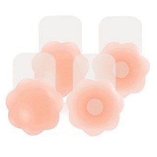 AHOYE 花型隱形胸貼 適合AB罩杯 輕薄透氣 親膚材質 重複使用 隱形無痕, 4個