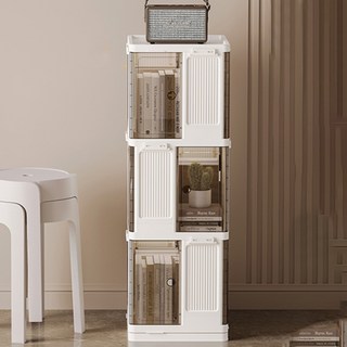 旋轉收納櫃 四層 37 x 37 x 142cm, 1個, 白色
