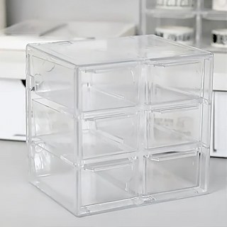 美的像專櫃 桌面六宮格收納盒, 透明, 3層