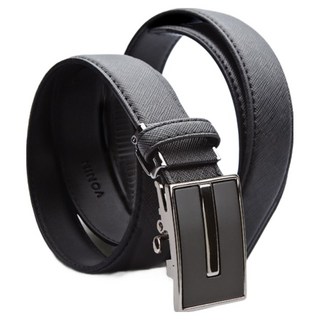 VONIN 天然牛皮自動扣環瑪瑙點綴經典皮帶 PL286BK