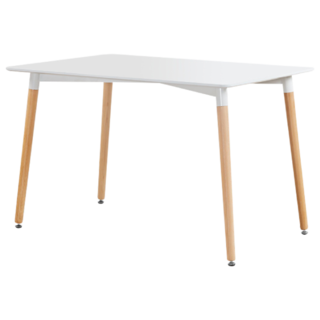 E-home EMST 北歐簡約實木腳長方桌, 白色, 4人