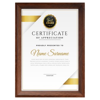 TRENY 日式A4獎狀證書相框, 深胡桃木色, 1個