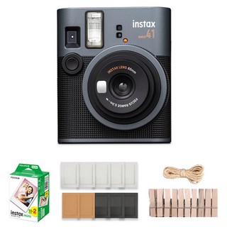 FUJIFILM 富士 instax 拍立得相機 mini 41 + mini底片 20張 + 紙相框 隨機出貨 + 木製裝飾組, 拍立得相機(mini 41), 1套