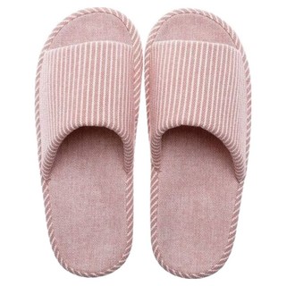 Home of flowers 繁花之家 日式亞麻室內拖鞋/居家拖鞋/防滑拖鞋/棉拖鞋/止滑拖鞋/情侶室內拖鞋/ 靜音拖鞋 適合腳長24~25cm, 粉色, 1雙