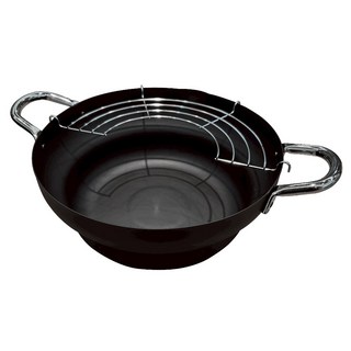 広東名菜 赤坂璃宮 天婦羅油炸鐵鍋 日本製 ART-301, 黑色, 1個, 24cm