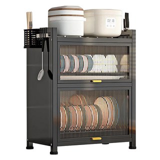 HOUDER 上翻門防塵碗碟櫃 45cm, 黑色, 2層, 1個