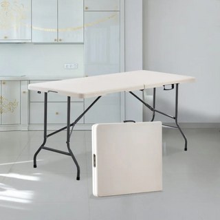 AOTTO 創意傢俱 150加寬桌面手提式折疊式戶外露營桌 TA-100, 米白色