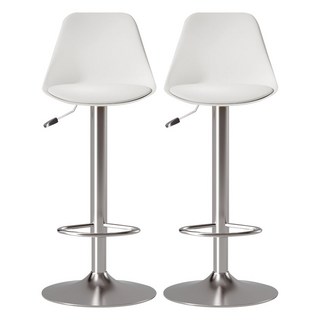 HABITY 現代室內裝飾舒適腳踏居家吧台椅, 白色, 2個