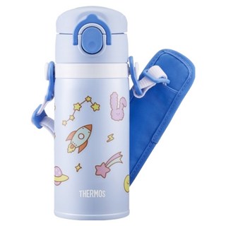 써모스 마이 디자인 보틀 스트랩 + 원터치 타입 텀블러 세트 JOI-350K, 파스텔블루, 350ml, 1개