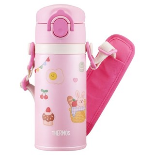 써모스 마이 디자인 보틀 스트랩 + 원터치 타입 텀블러 세트 JOI-350K, 파스텔핑크, 350ml, 1개