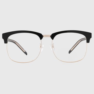 努艾勒曼 時尚大尺碼Oversize方形半框眼鏡 + 眼鏡盒套組