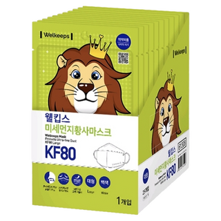 Welkeeps 防塵立體口罩 L KF80, 25片, 1盒, 白色
