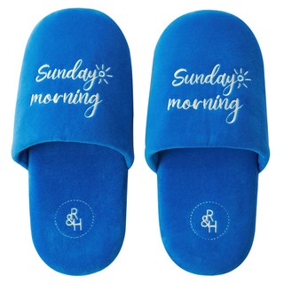 ROOM&HOME 絲絨居家鞋, 藍色, 1雙