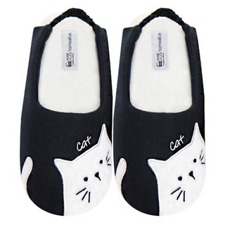 HOME ALICE 小白貓室內鞋襪套, 海軍藍, 均碼, 舒適保暖居家鞋, 1雙