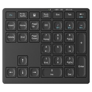 아이노트 멀티페어링 블루투스 무선 키패드, 블랙, KN10B, 키캡