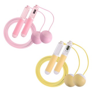 LEADER X 高階智能計數快速燃脂有氧減肥兩用跳繩2件組 附收納袋, 粉紅色 + 黃色, 1組