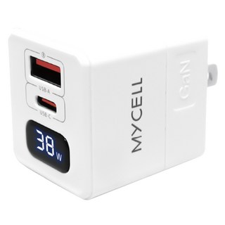 MYCEll 積進科技 38W GaN PD + QC 智能數顯充電器, 白色, 1個