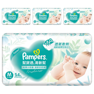 Pampers 幫寶適 原廠公司貨 清新幫黏貼型紙尿褲/尿布 6~11kg, M, 216片