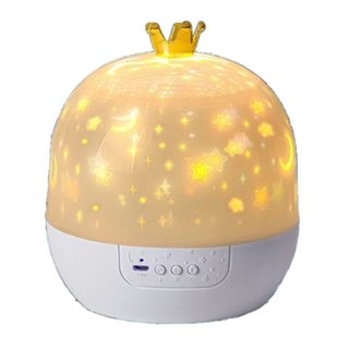 蕉蕉購物 夢幻皇冠旋轉音樂盒投影燈 附21款投影片, 黃色