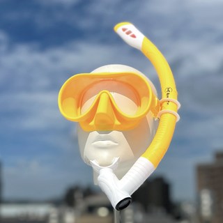 Butterfly Fish 蝴蝶魚 兒童青少年潛水面鏡呼吸管套裝 (10-18歲) 黃色 附面鏡盒, 均碼(14.3 x 7cm)