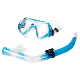 LIVESPO 極限浮潛呼吸管組, 天藍色, 面鏡 17 x 9cm + 呼吸管 49cm, 浮潛必備