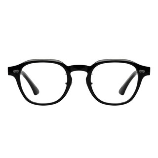 Rieti 男女通用抗藍光牛角眼鏡框 CIAO RT 1010 四邊形粗框眼鏡, 黑色, 140 x 50mm