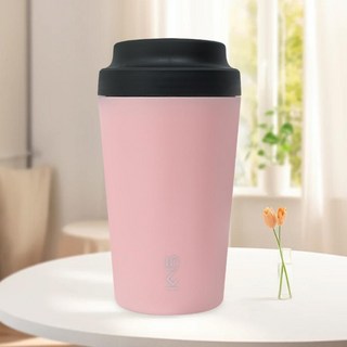 KNS 康納斯 簡約陶瓷內膽保溫隨行杯 8.7 x 8.7 x 16.2cm, 玫瑰粉, 380ml, 1個