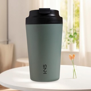 KNS 康納斯 簡約陶瓷內膽保溫隨行杯 8.7 x 8.7 x 16.2cm, 抹茶綠, 380ml, 1個
